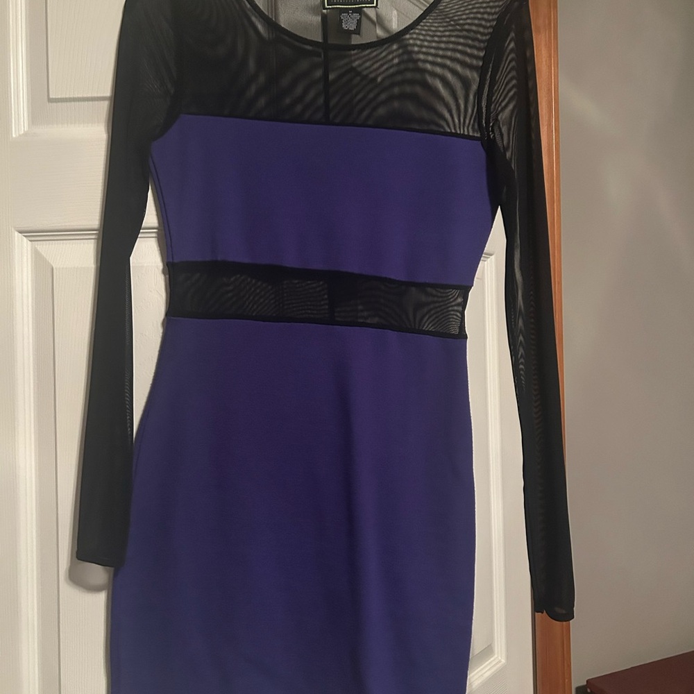 Charlotte Russe Black and Purple Long Sleeve Dress